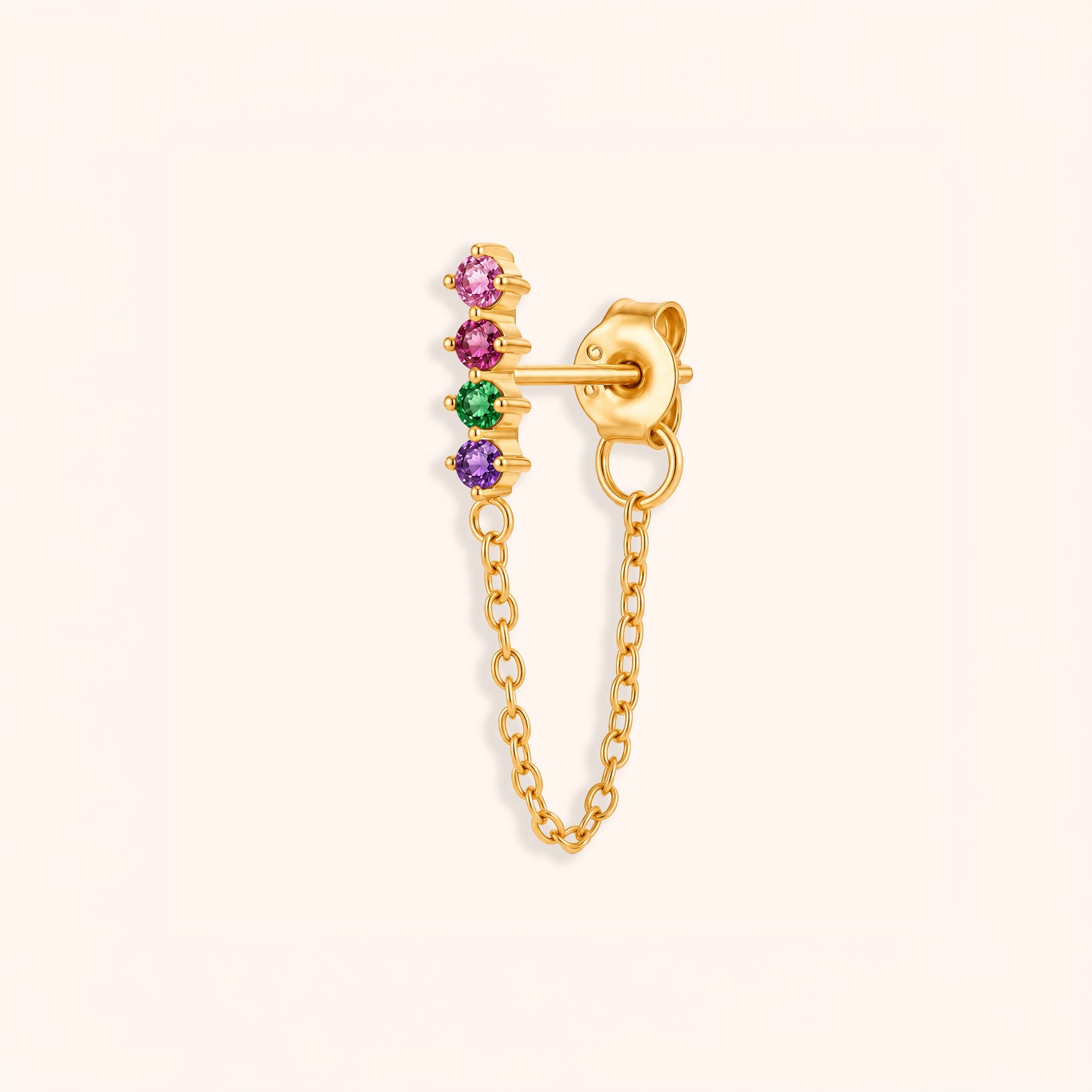 Multicolour Zircon Chain Stud Earring