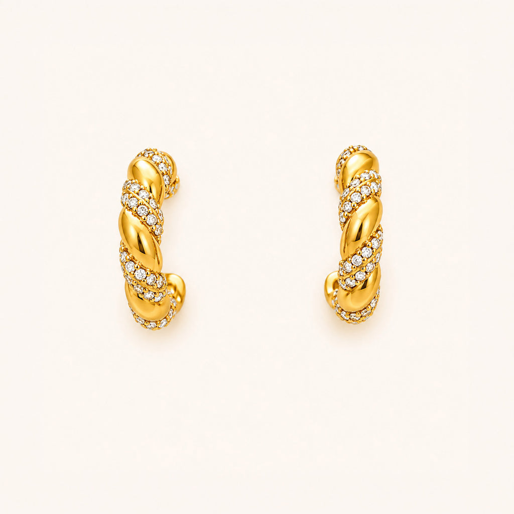 Twisted Zircon Hoop Earrings
