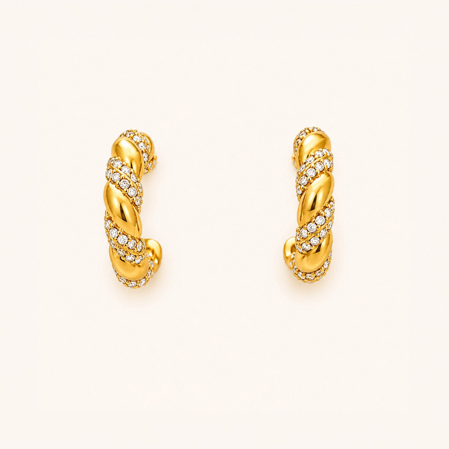 Twisted Zircon Hoop Earrings