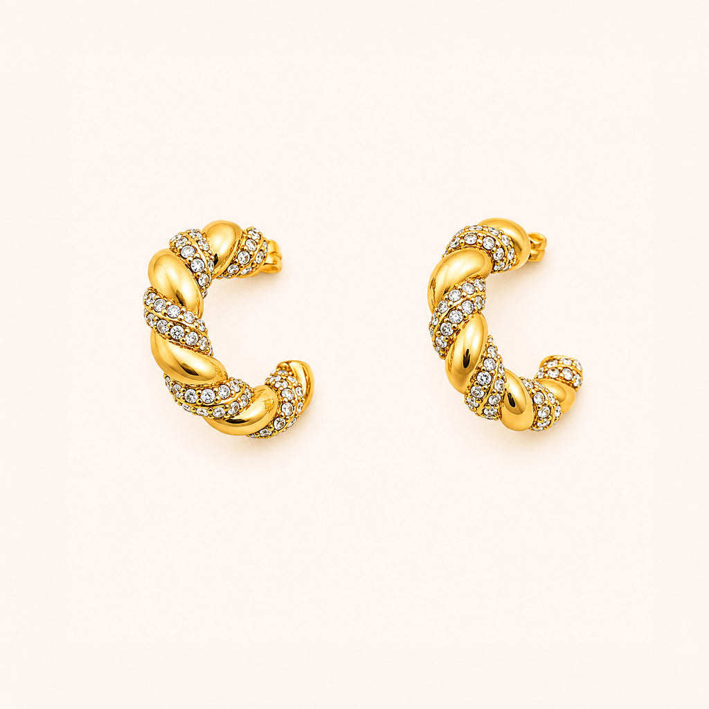 Twisted Zircon Hoop Earrings