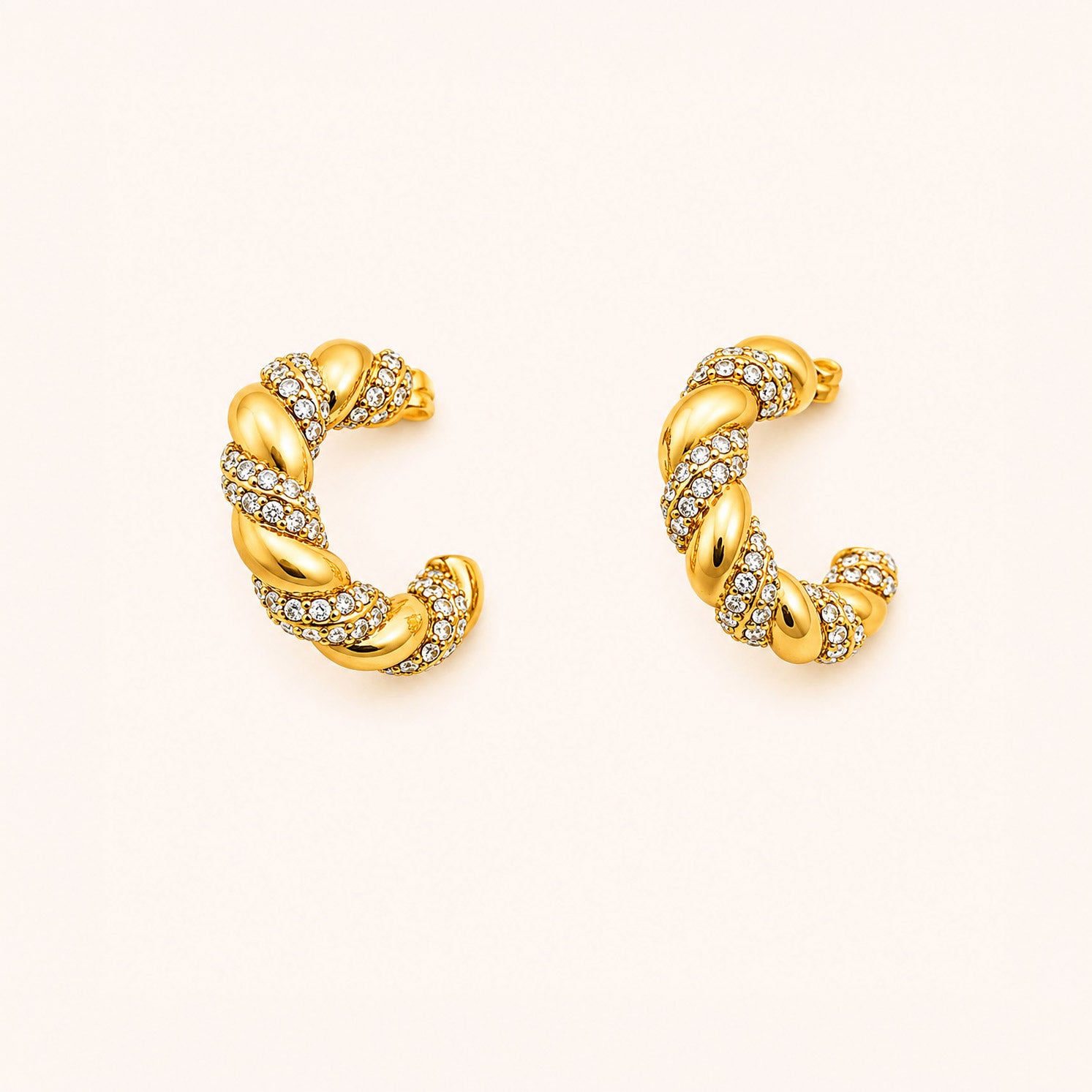 Twisted Zircon Hoop Earrings