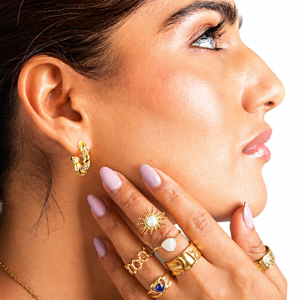 Twisted Zircon Hoop Earrings